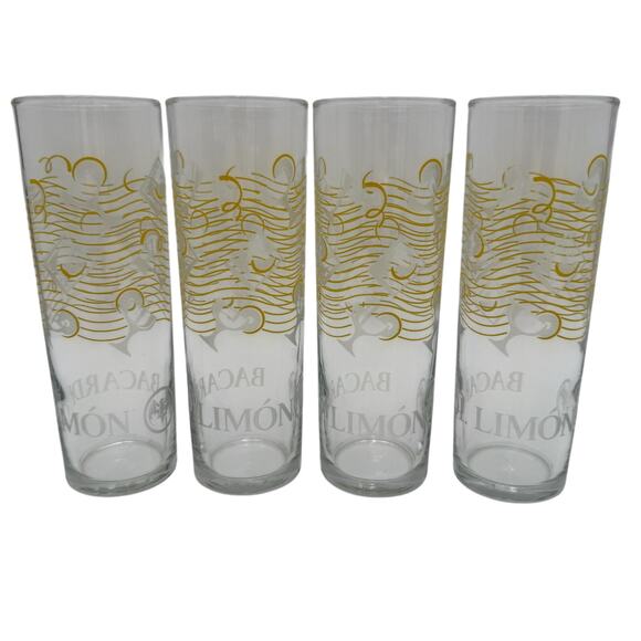 Set/4 Libbey Bacardi Limon Rum Tall Boy Rocks Cocktail Collins Drink Glasses - Picture 5 of 7